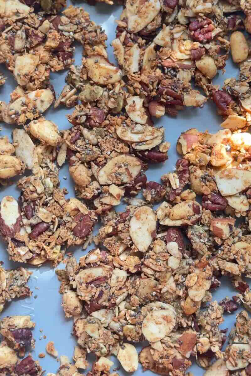 low fodmap granola on a tray