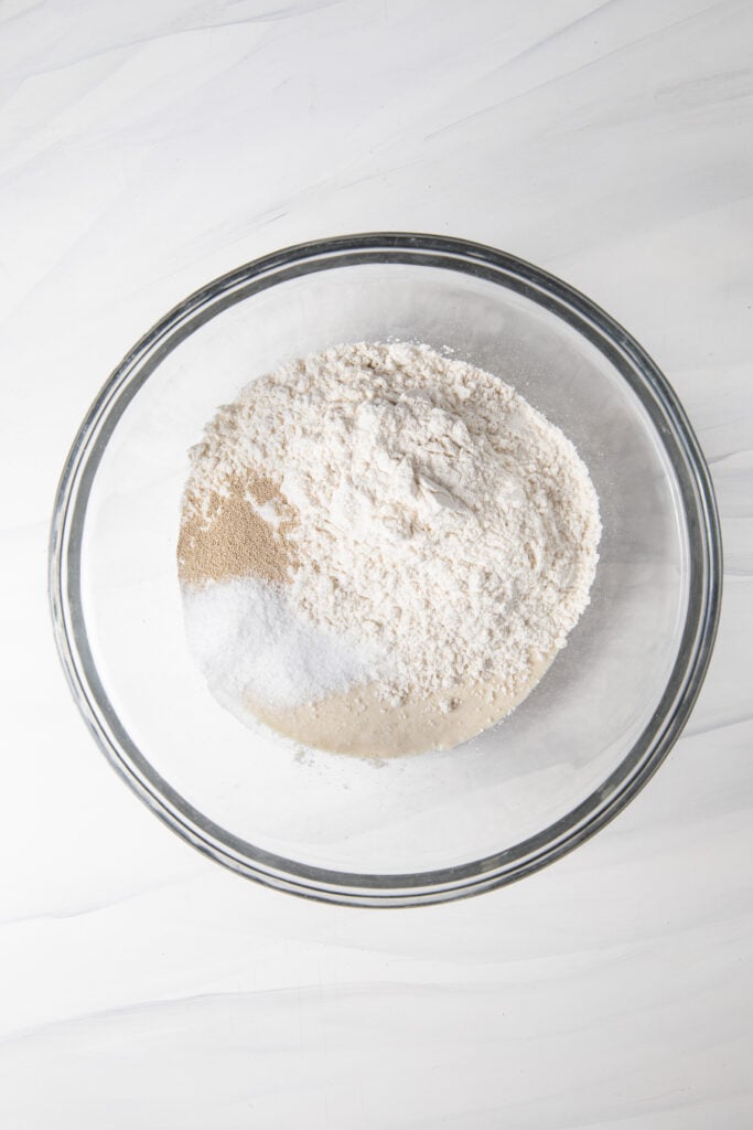 Add the measured dry ingredients into a bowl.