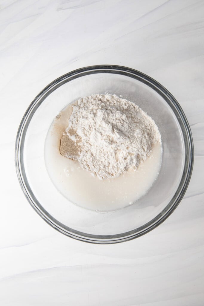 Add the sourdough discard into the same bowl with the other ingredients.