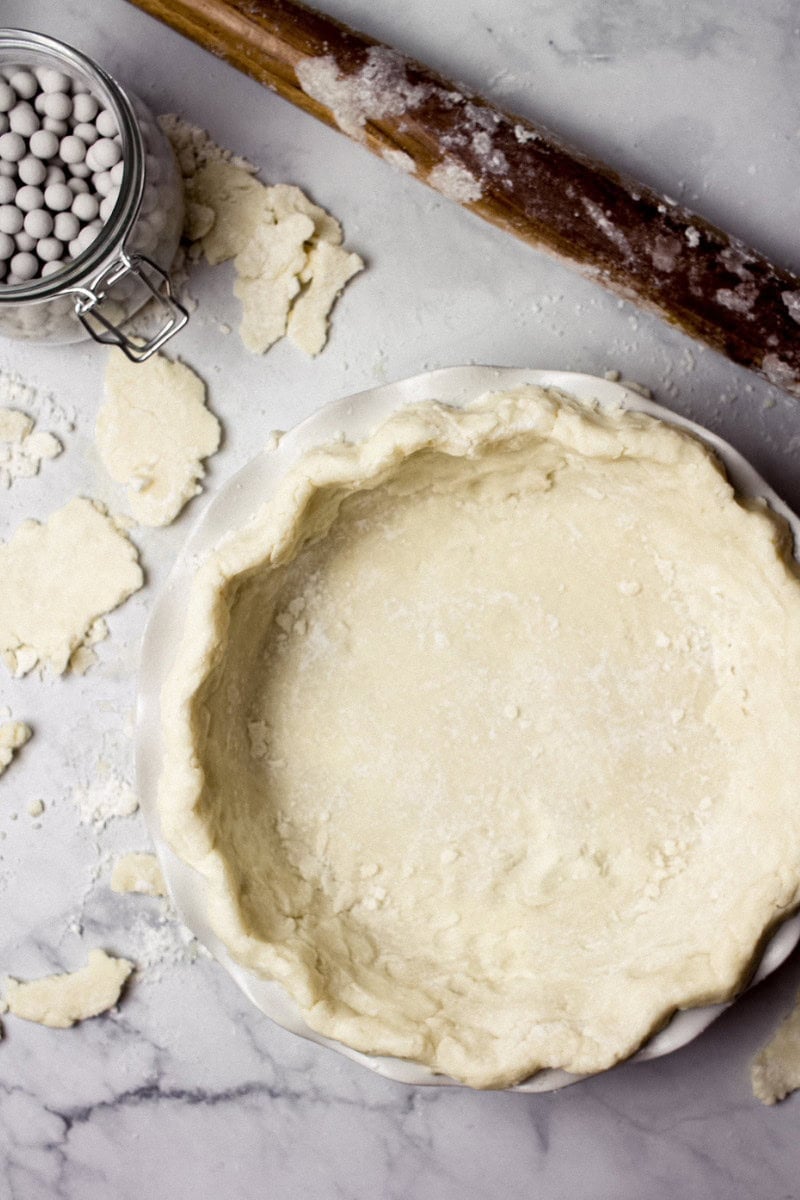 gluten free pie crust overhead in the process of being made