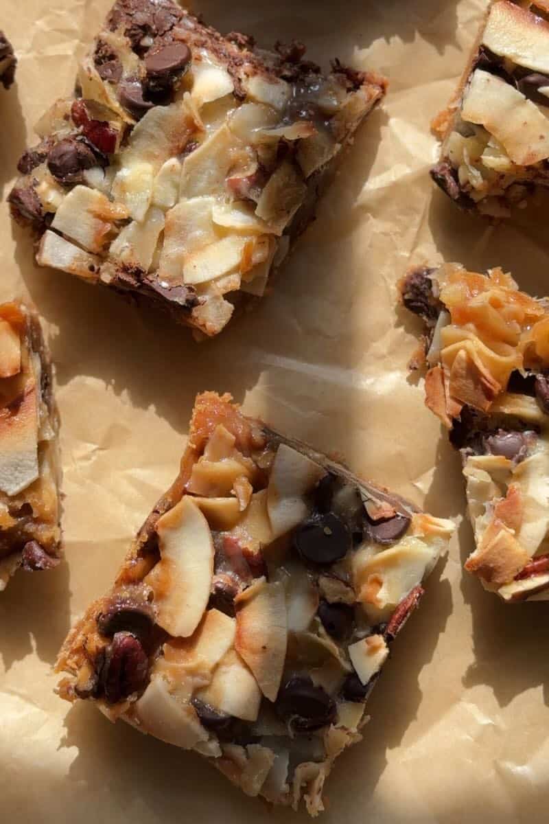 magic cookie bars on parchment