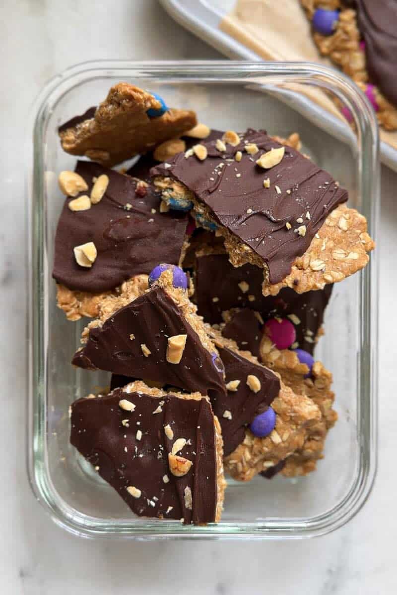 Healthy Monster Cookie Dough Protein Bark Recipe