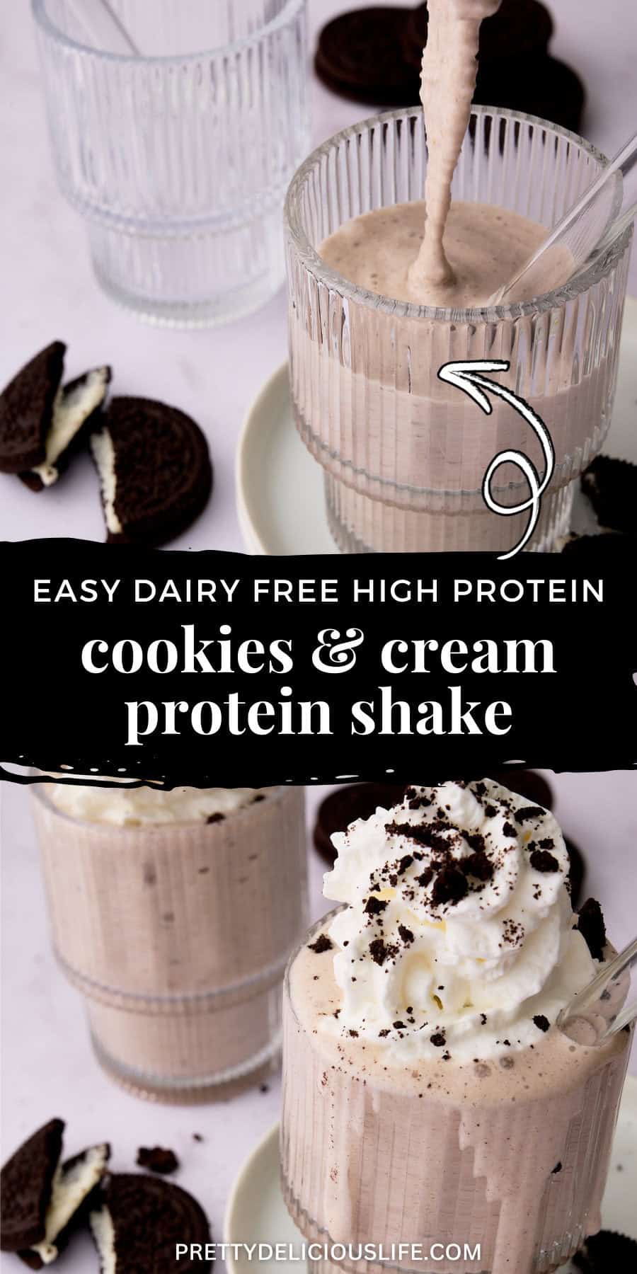 cookies and cream protein shake pinterest pin
