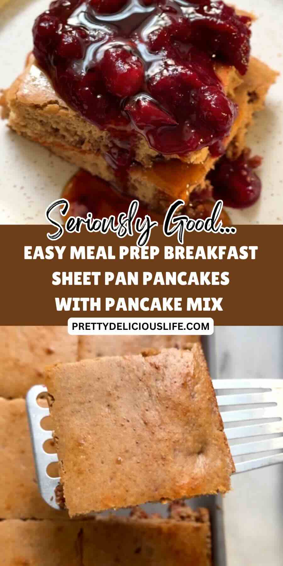 sheet pan pancakes with box mix pinterest pin