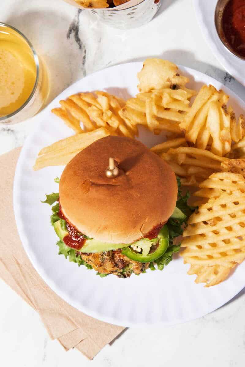 chipotle chicken slider overhead on a plate