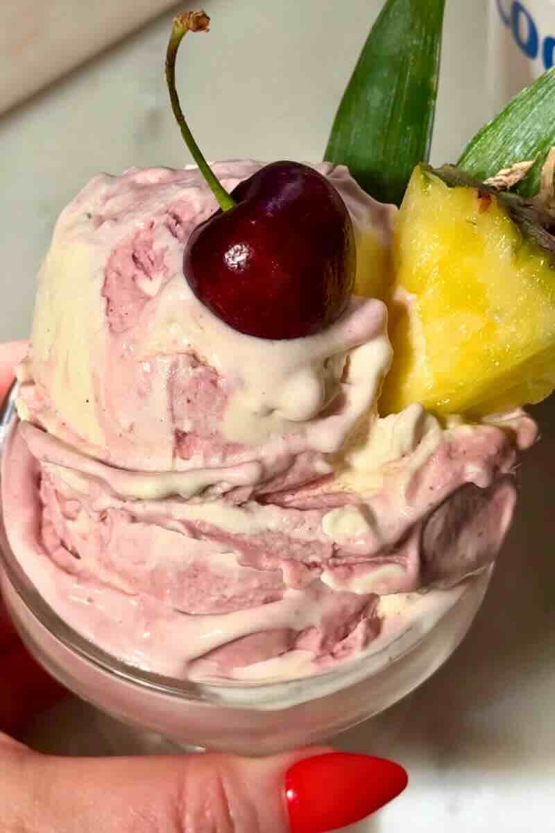 Ninja Creami Cherry Pineapple Swirl Protein Dole Whip