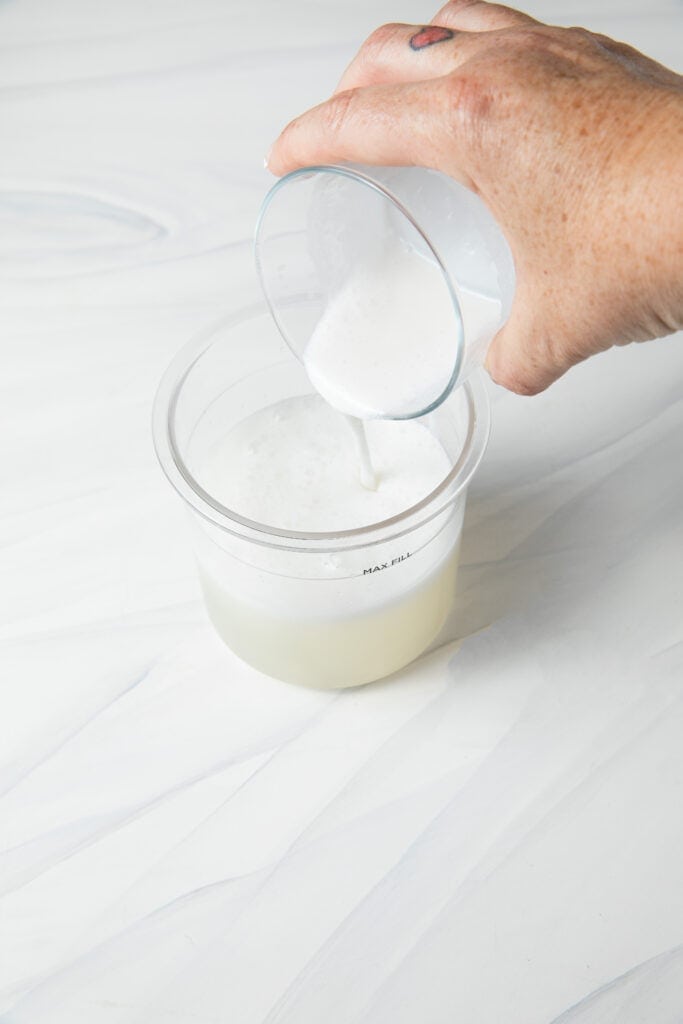 Pour your coconut milk in the ninja creami pint container.