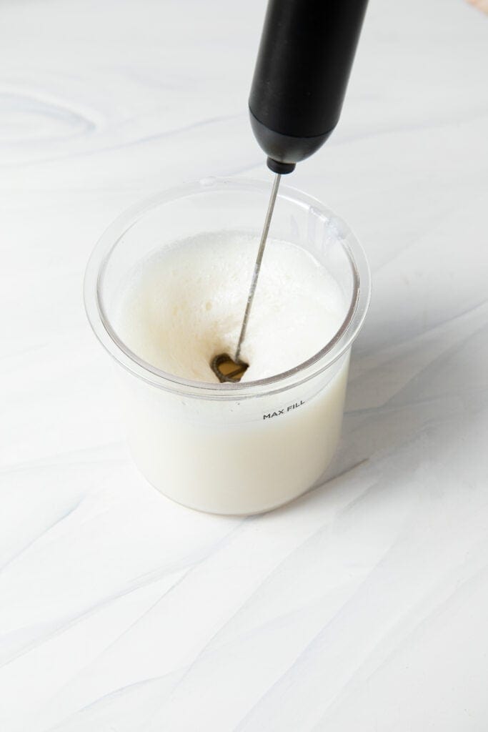 Mix your lemonade sorbet ingredients in the ninja creami pint container with a frother.