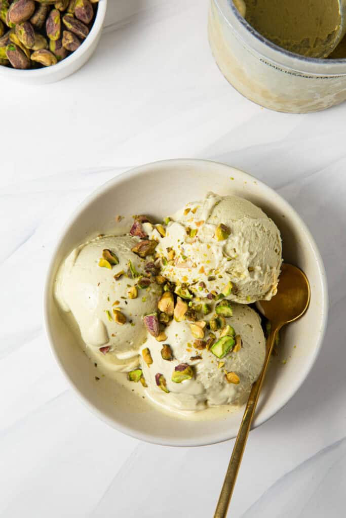 dairy free pistachio protein ice cream.