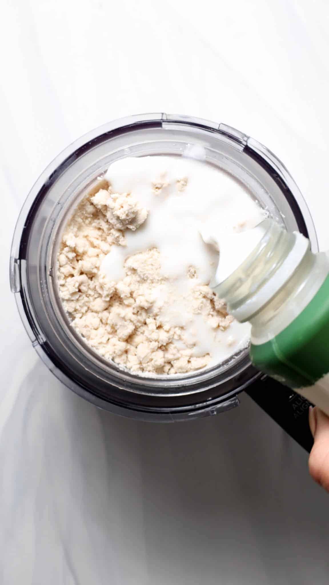 Pour 2-3 more teaspoons to the Birthday Cake Batter Protein Ninja Creami Ice Cream base.