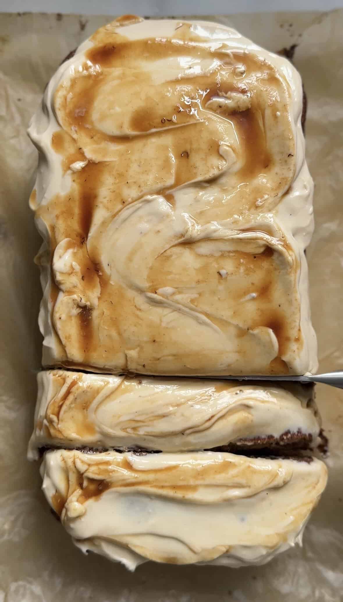 Sliced loaf of the Gluten Free Protein Banana Nut Bread.