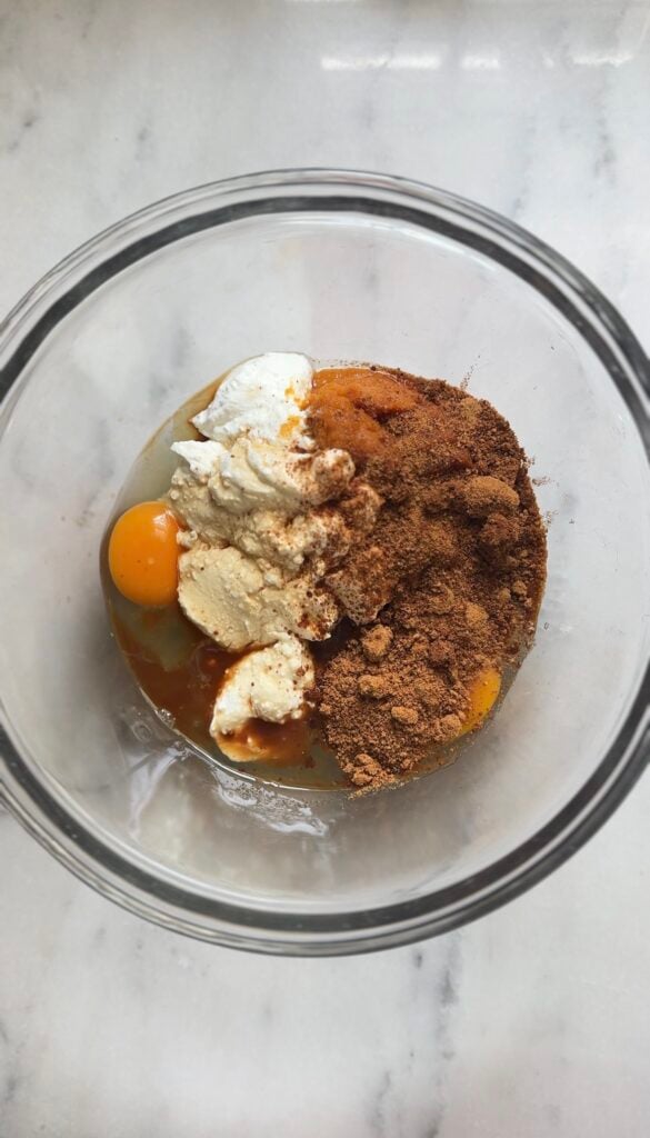 Add wet ingredients into a bowl.