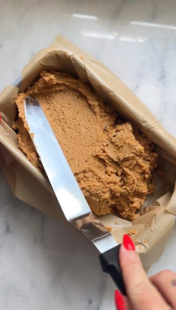 Level the Gluten Free Protein Pumpkin Bread in the loaf pan.