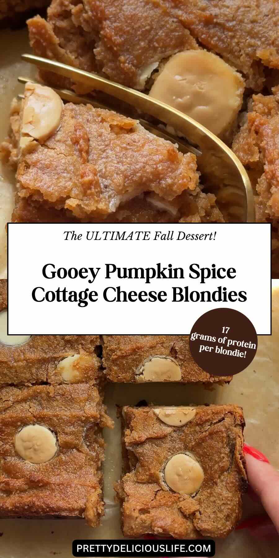 pumpkin cottage cheese blondies pin