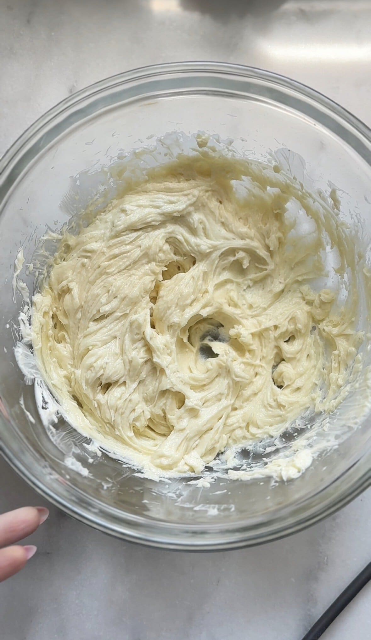 Your banana frosting should be light and fluffy.