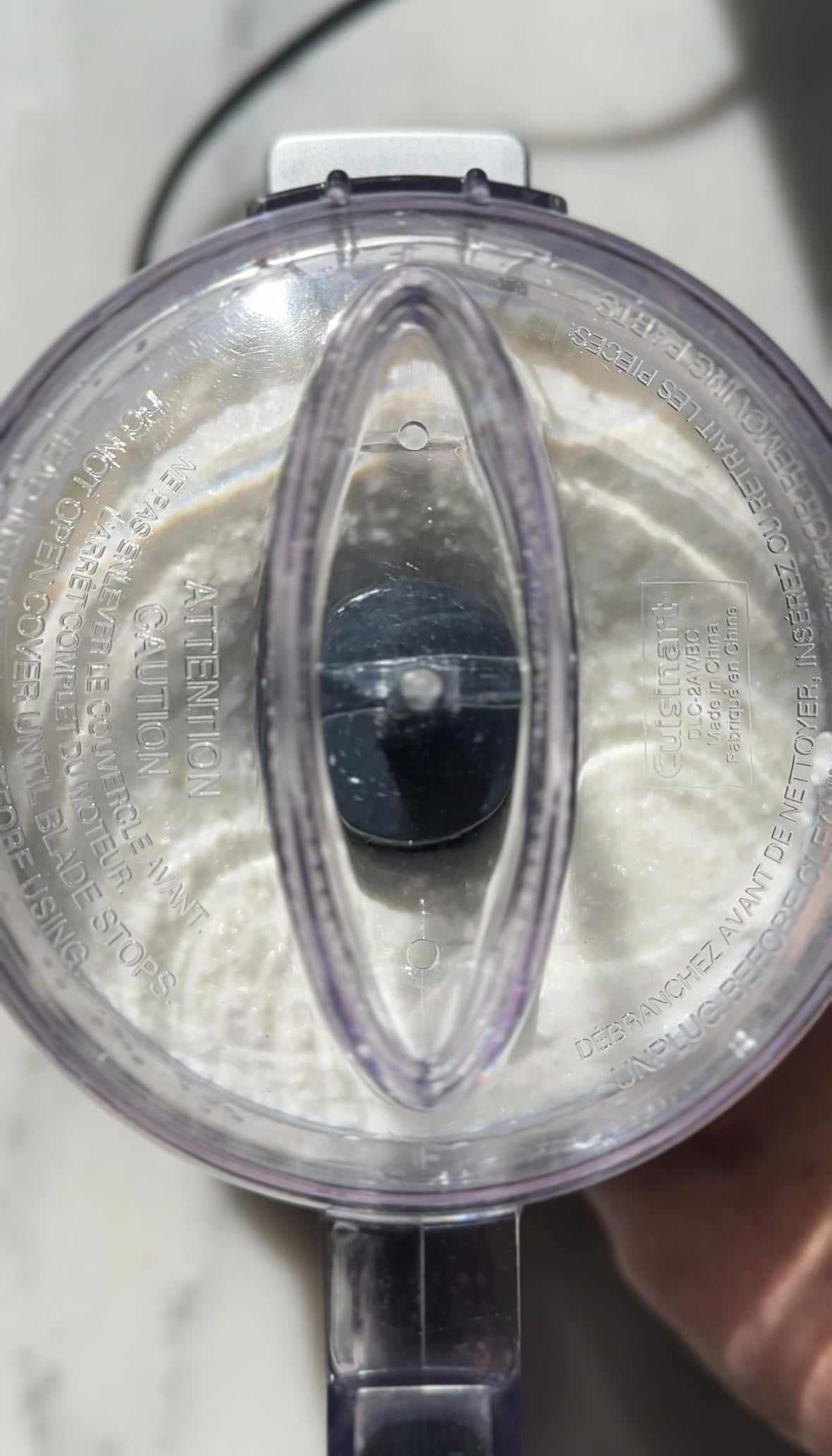 Blend cottage cheese in the food processor.