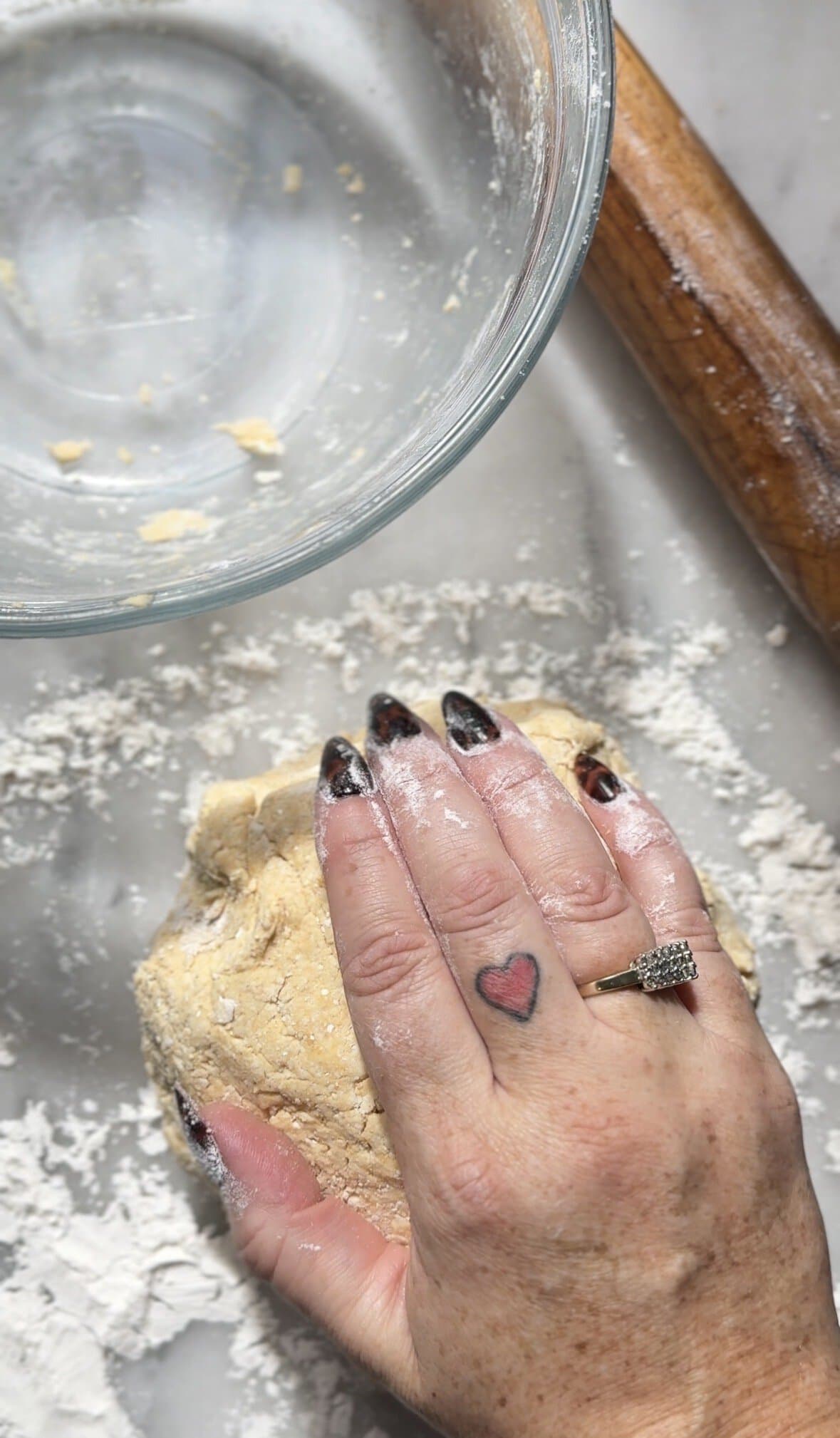 Form a ball of the dough to make the pumpkin cottage cheese cinnamon roll dough.