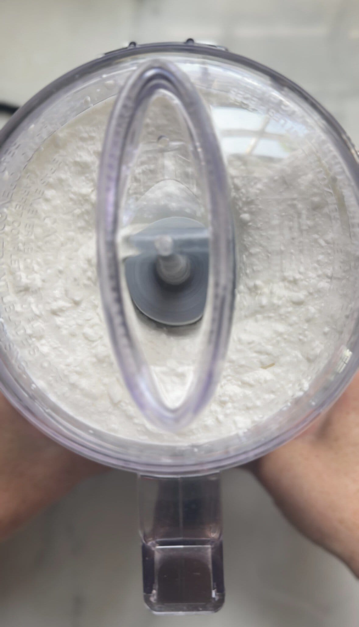 Whip the cottage cheese in a food processor until smooth.