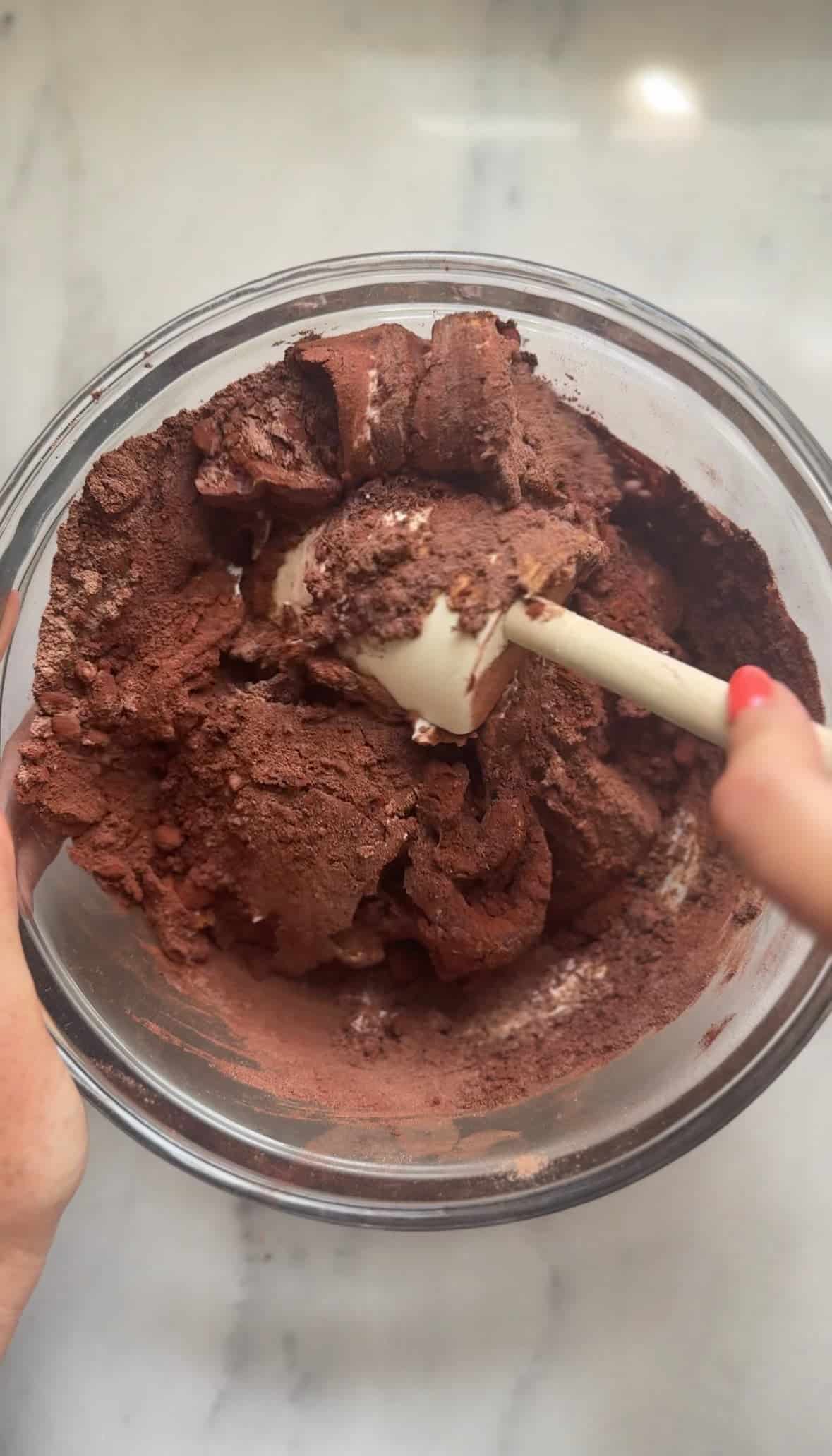 Mix the ingredients together with a silicone spatula.