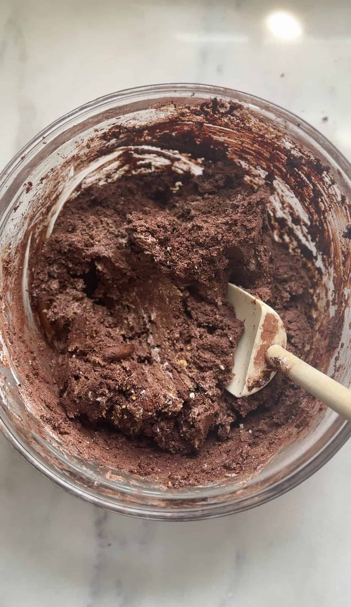 Make sure all of the ingredients are fully mixed for the Pumpkin Brownies base.