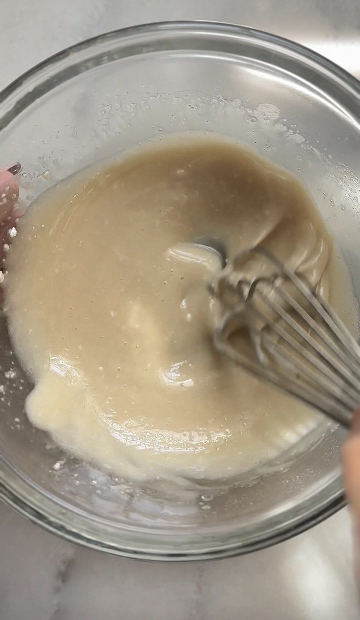 Mixing the glaze for the Pumpkin Cottage Cheese Scones.