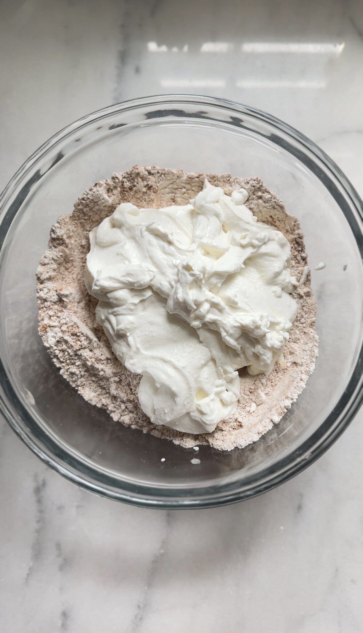 Add whipped cottage cheese into the dry ingredients of the Pumpkin Cottage Cheese Scones.