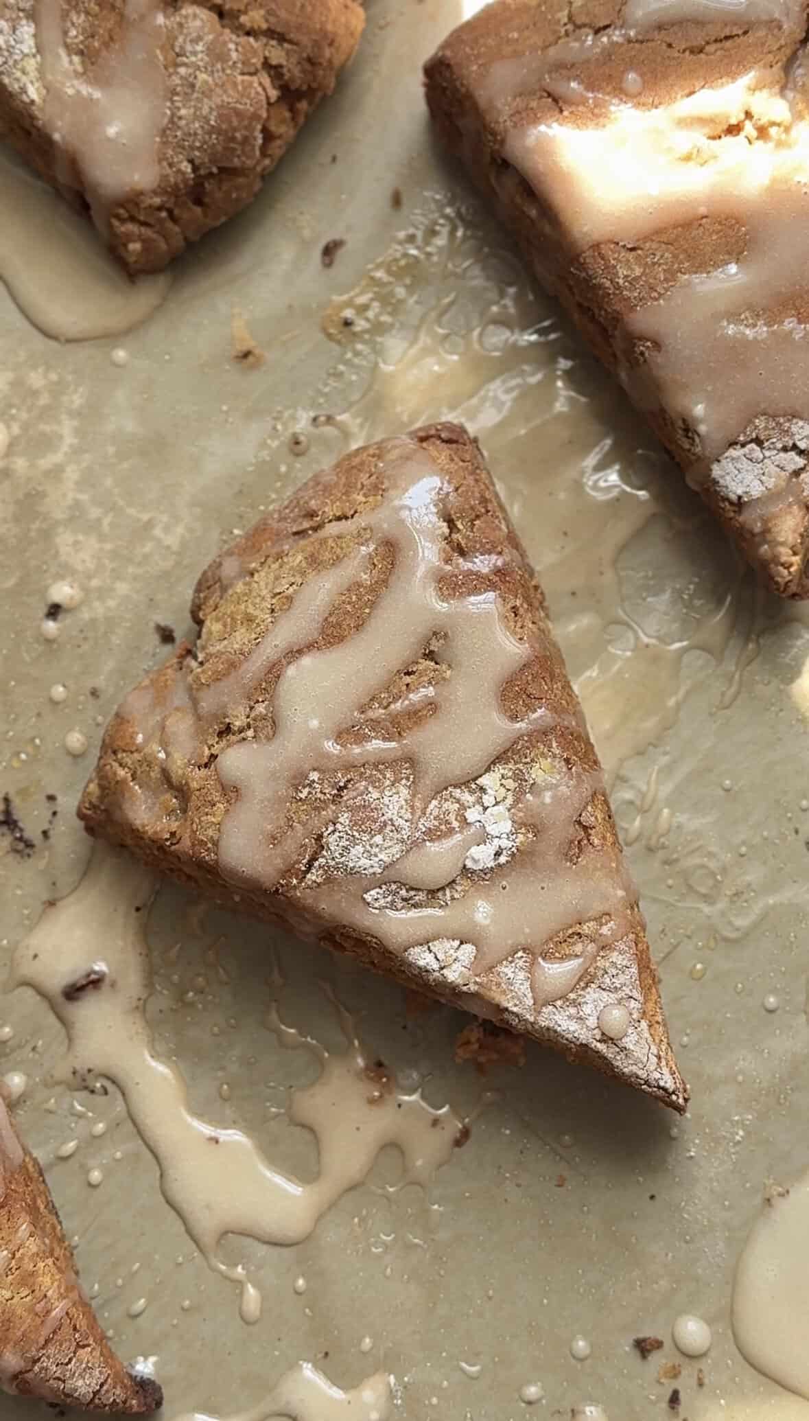 Close up of one of the Pumpkin Cottage Cheese Scones.