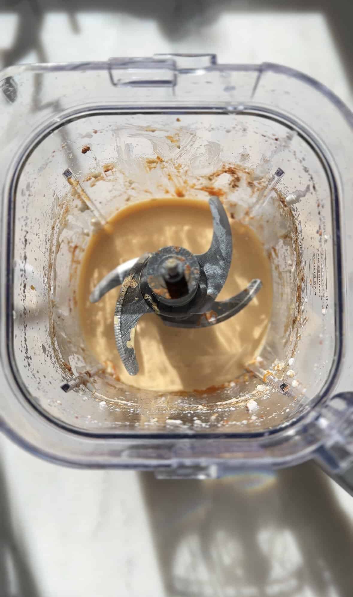 Blend all the wet ingredients of the Pumpkin Cottage Cheese Cookie Dough in a blender.
